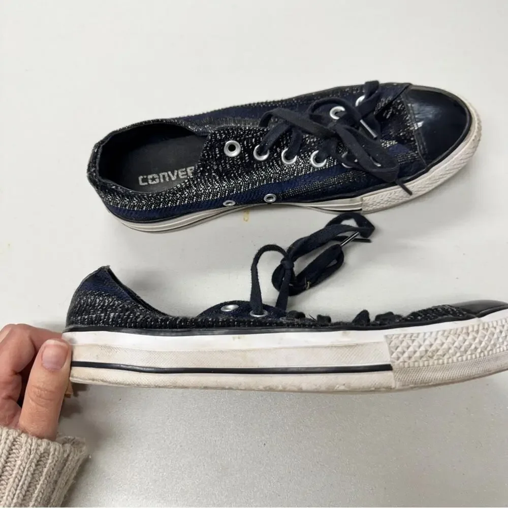 Converse All Stars Blue Black Knit Sneakers Womens 8 Casual Tennis Shoes Cap Toe - Picture 4 of 10